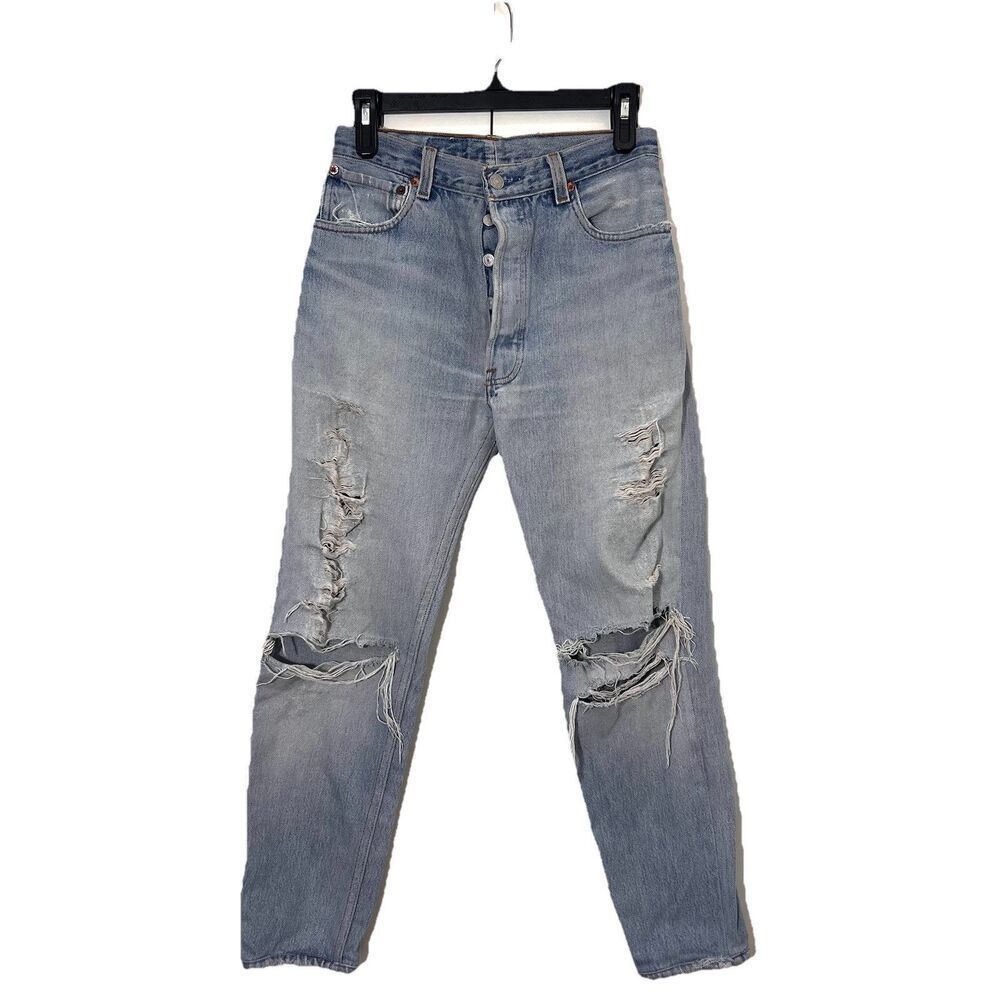 Redone‎ Levi’s Jeans Womens 25 Light Wash Distressed High Rise Button Fly